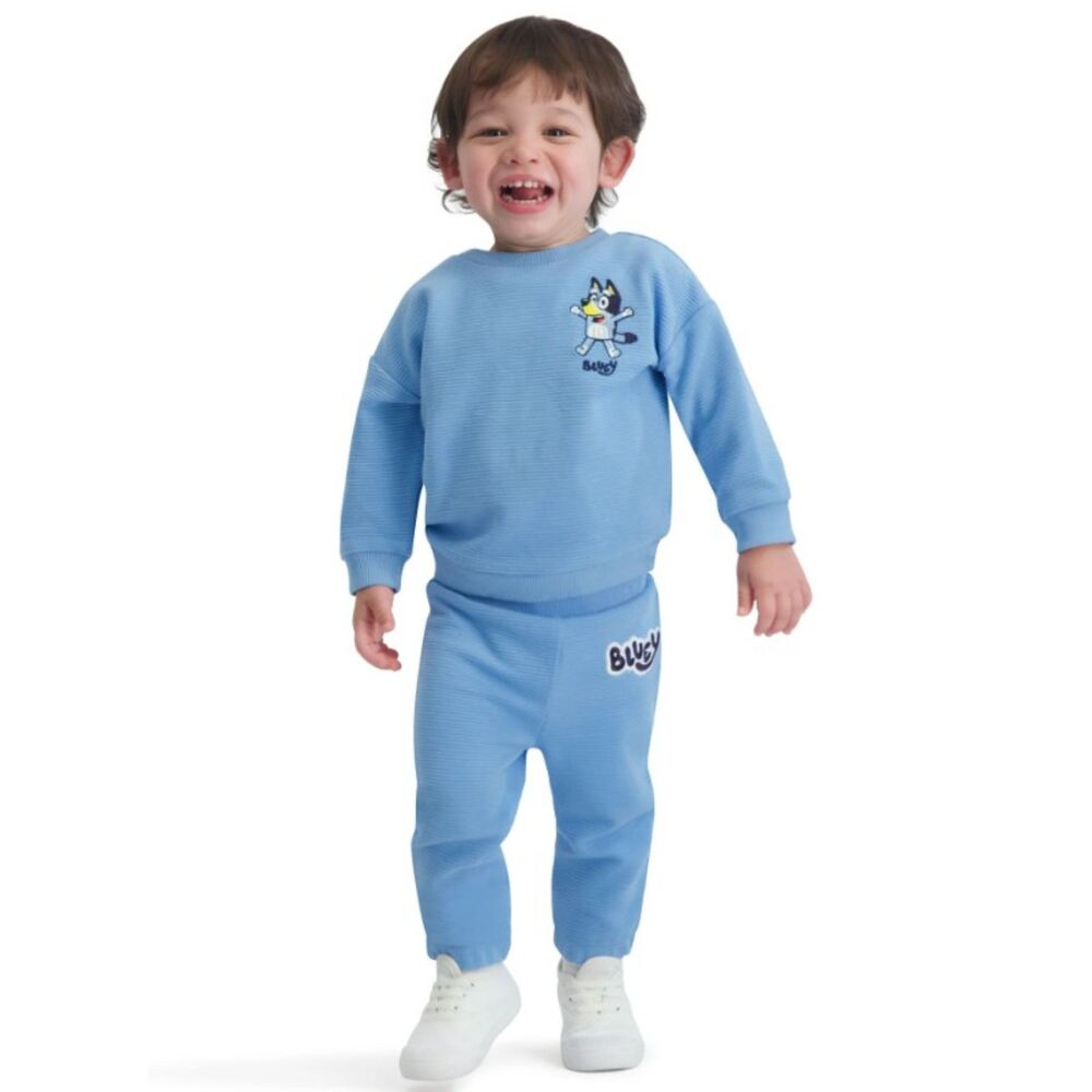 BLUEY Baby Boys Sz 24 Months Embroidered Ribbed Shirt & Pants 2 Pc Outfit NEW